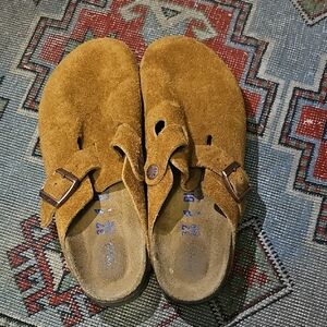 Birkenstock Tan Suede Buckle Sandals